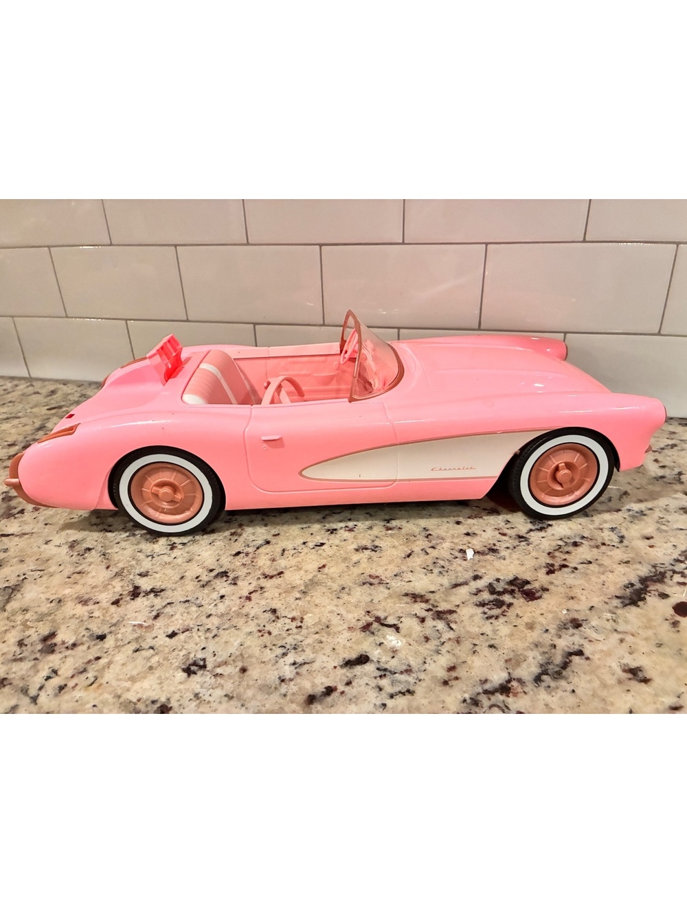 Barbie Pink Corvette Convertible Toy Car